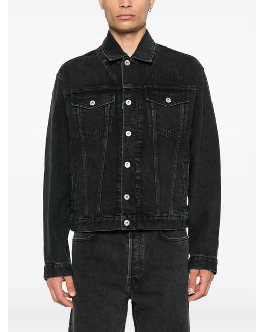 KENZO Black Boke Flower Denim Jacket for men
