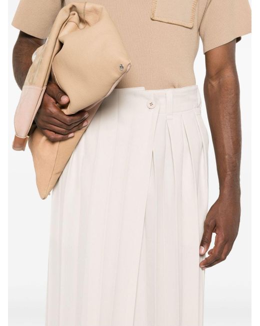 Homme Plissé Issey Miyake White Edge Ensemble Pleated Cropped Trousers for men