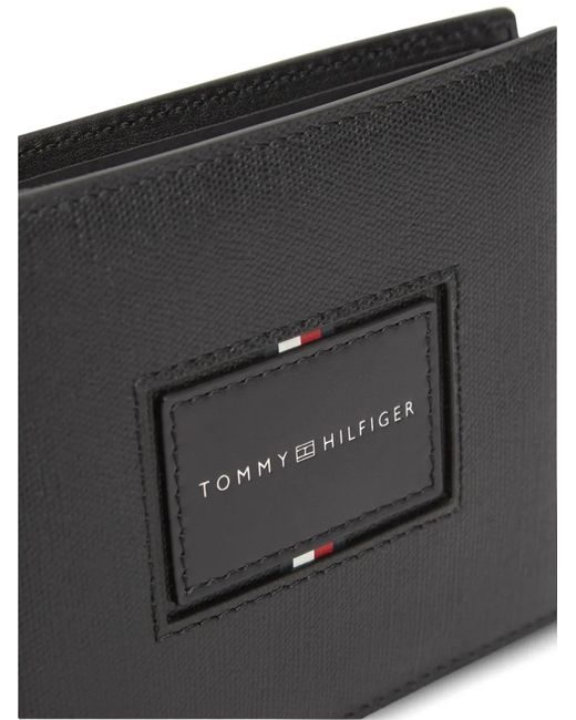 Tommy Hilfiger Black Logo-Patch Bifold Wallet for men