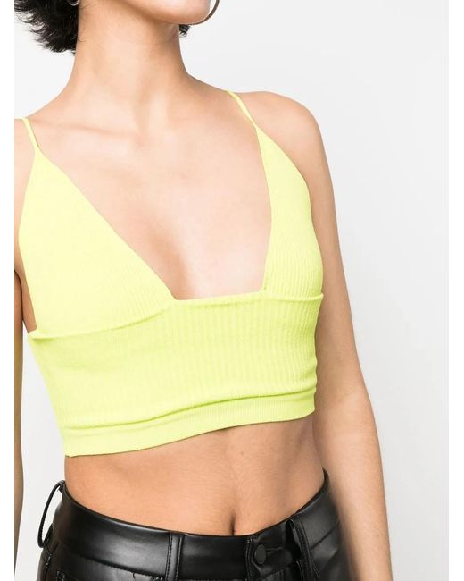 DSquared² Yellow Ribbed-Knit Bralette Top