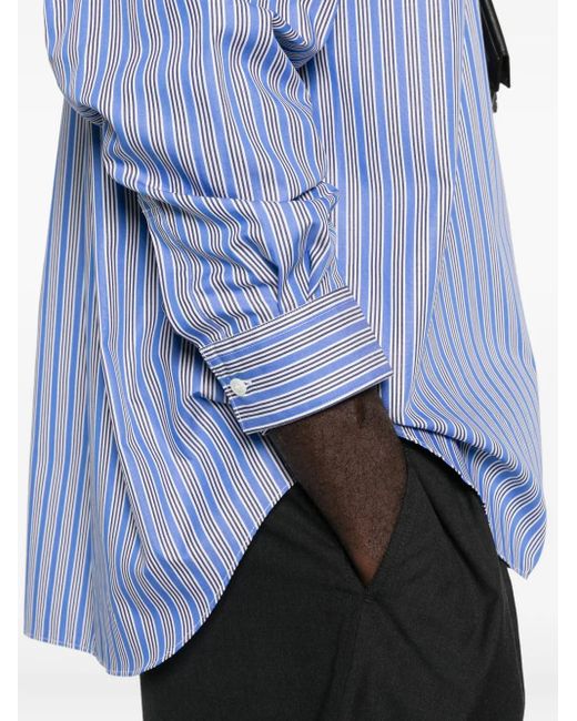 メンズ Comme des Garçons ストライプ ラウンドカラーシャツ Blue