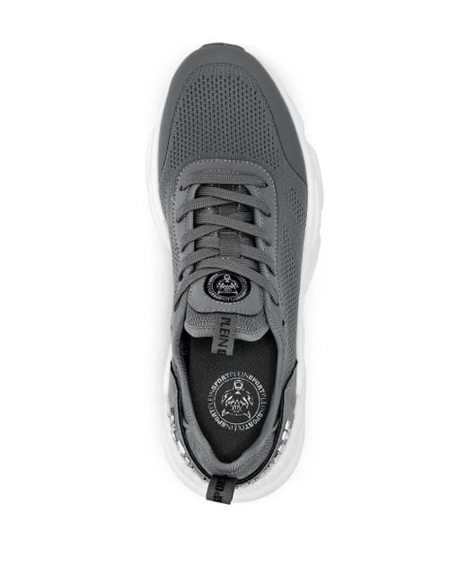 Philipp Plein Gray Logo-Embellished Low-Top Sneakers