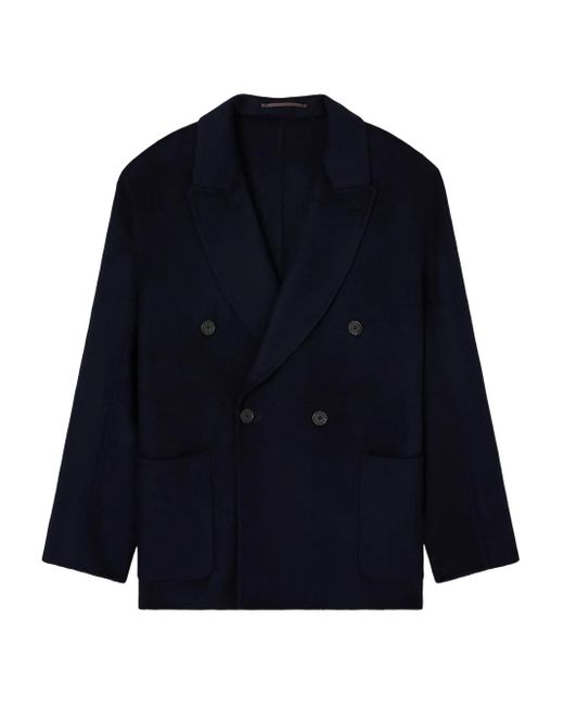 Emporio Armani Blue Double-Breasted Shawl Jacket for men