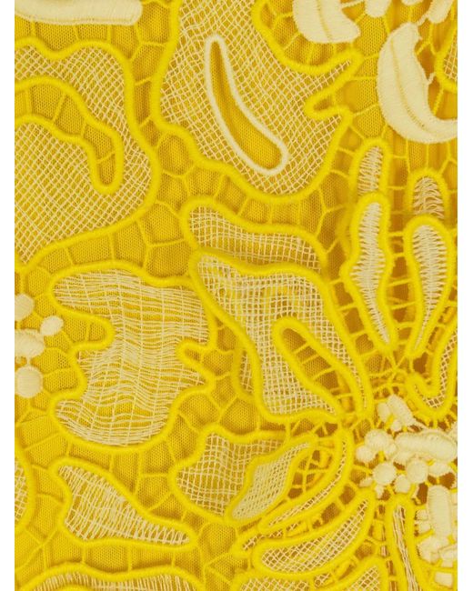 Jonathan Simkhai Yellow Dahlia Lace Midi Dress