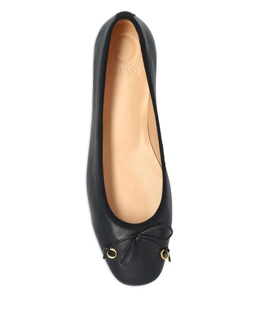 Odissi Black Leather Ballet Flats
