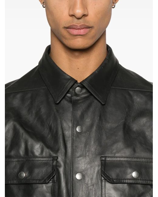 Chaqueta de cuero Rick Owens de hombre de color Black