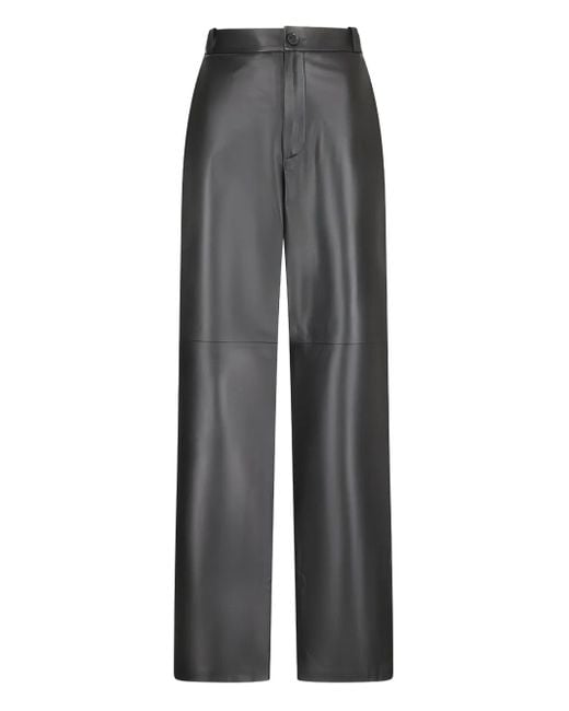Desa Nineteenseventytwo Gray Leather High-Waisted Trousers for men