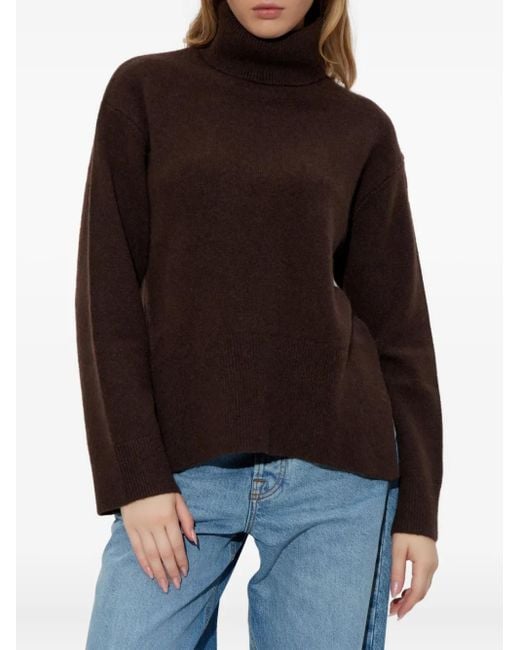 Samsøe & Samsøe Brown Roll-Neck Panelled Sweater
