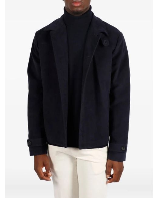 14 Bros Blue Wool Shirt Jacket for men