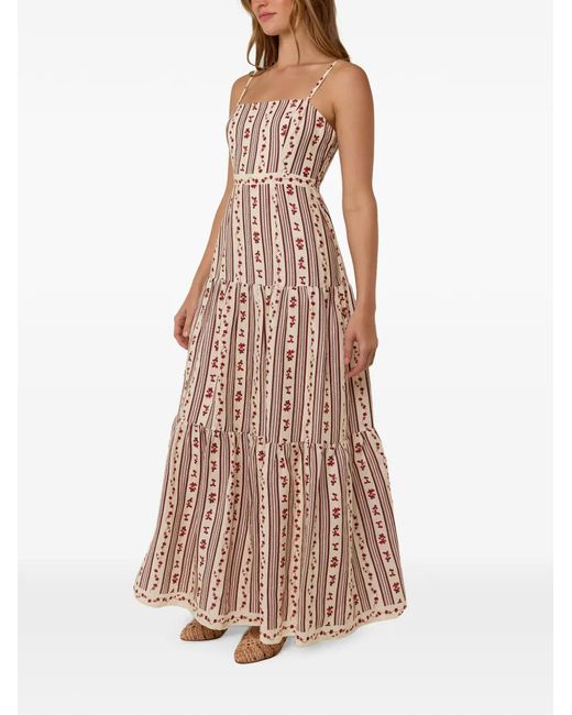 Palm Noosa Natural Celine Floral-Print Tiered Maxi Dress