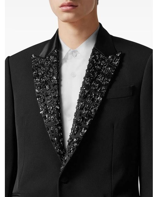 Versace Black Crystal-Embellished Wool Blazer for men