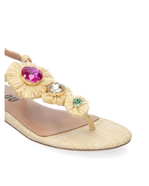 Bibi Lou Natural Vavin Crystal-Embellished Raffia Sandals
