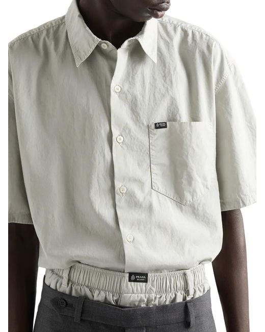 Prada White Short-Sleeved Cotton Shirt for men