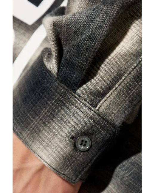 Rhude Gray Racing-Inspired Flannel Shirt For for men