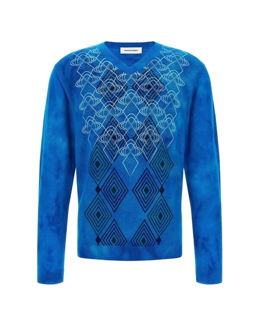 Kiko Kostadinov Hatha V-Neck Sweater in Blue for Men | Lyst UK