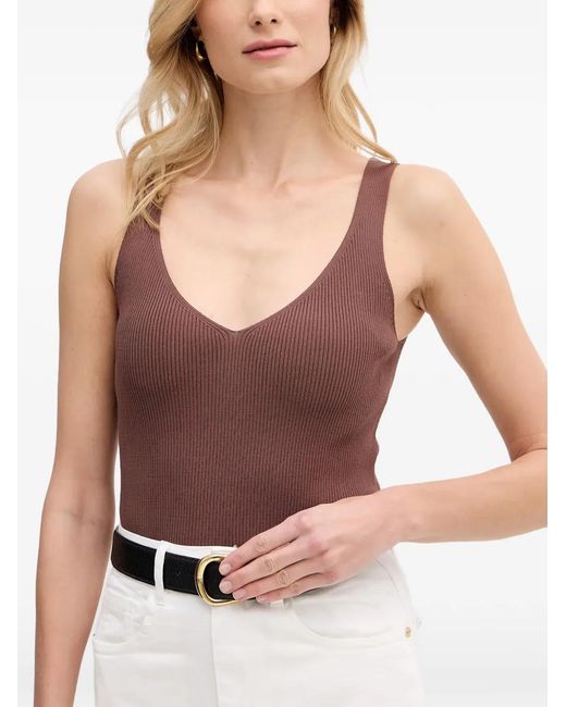 GAUDI Purple Ribbed-Knit V-Neck Top