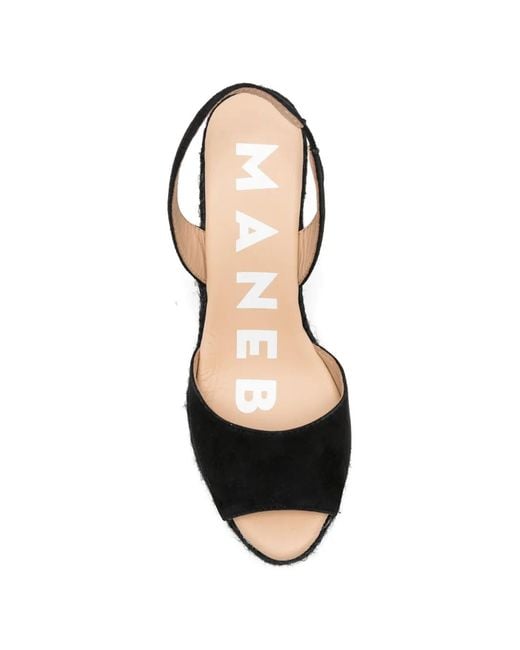 Manebí Black Wedge-Espadrilles Mit Slingback