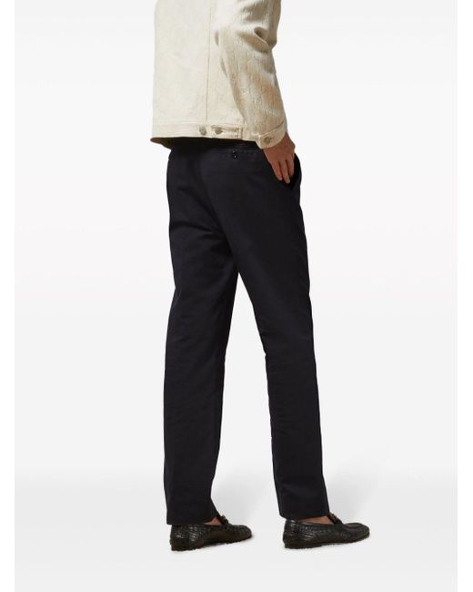 Gucci Blue Cotton Straight-leg Trousers for men