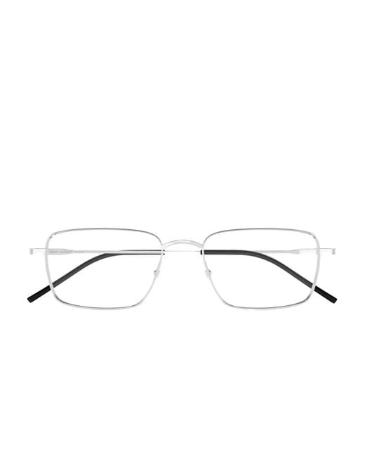 Saint Laurent Metallic Rectangle-Frame Glasses for men