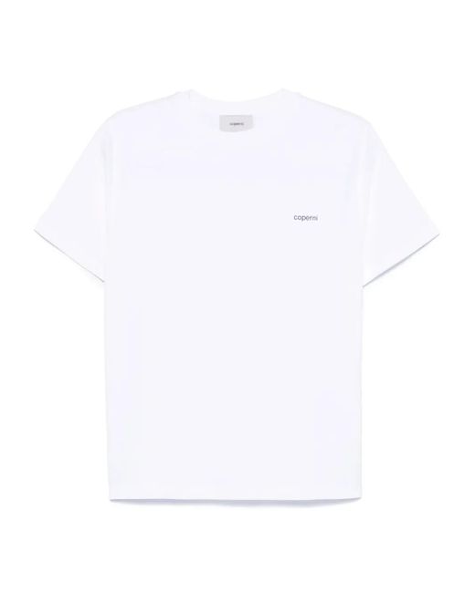Coperni White Classic Fit Cotton T-Shirt With Subtle Logo