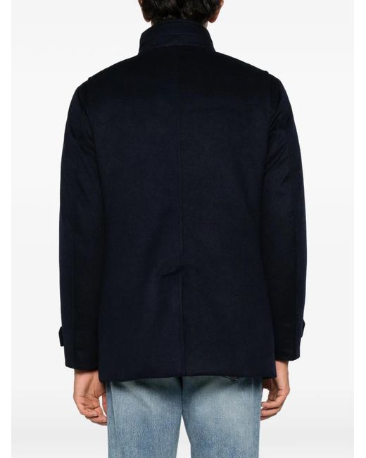 Moorer Blue Button-Up High-Neck Jacket for men