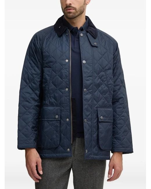 Barbour Blue Diamond-Quilting Corduroy-Collar Jacket for men