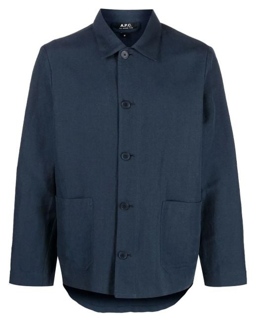 A.P.C. Blue Button-Up Jacket for men
