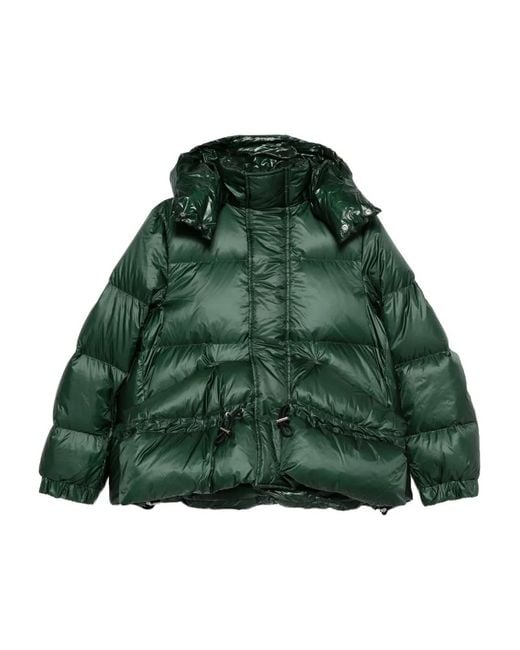 Sacai Green Hooded Quilted Puffer Jacket