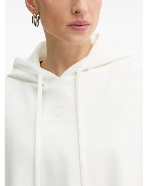Trussardi White Jersey Drawstring Hoodie