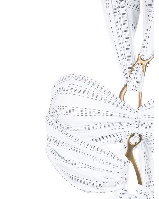 Amir Slama White Asymmetric Halter-Neck Swimsuit