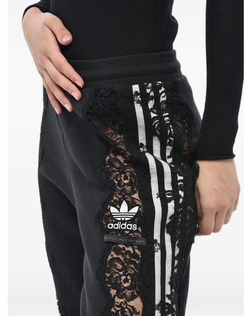 Stella McCartney Black Lace-Trim Side-Stripe Track Trousers