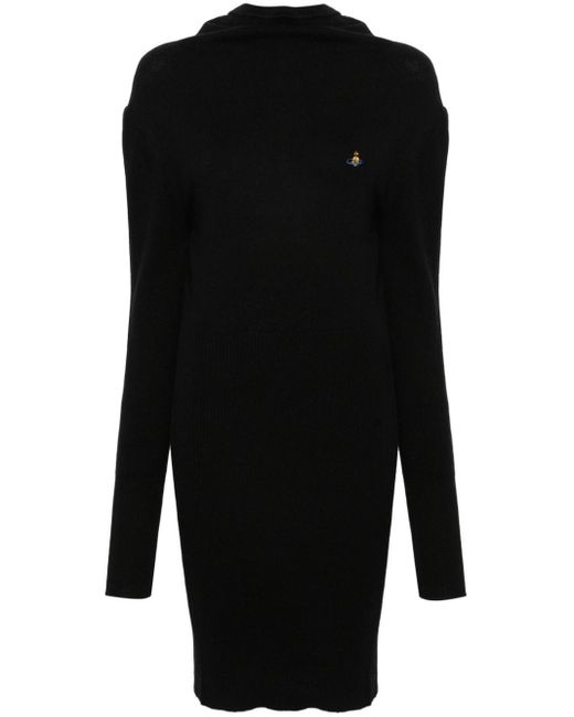 Vivienne Westwood Geribbelde Mini-jurk Met Geborduurd Logo in het Black
