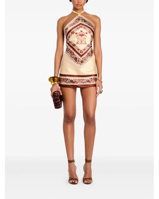 retroféte Pink Adelaide Paisley-Print Halteneck Mini Dress