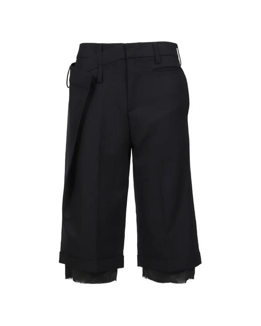 OPEN YY Black Wrap Over Layered Bermuda Shorts