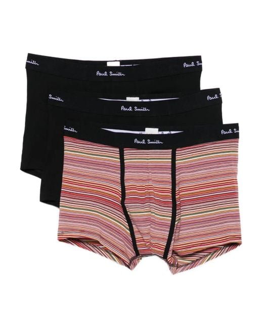 Paul Smith Black Striped-Print Boxers (Pack Of Three) for men