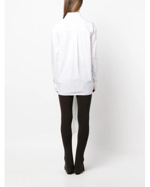 Quira White Draped-Detail Cotton Shirt