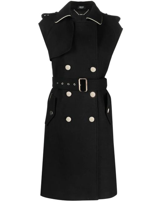 Liu Jo Black Double-Breasted Sleeveless Coat