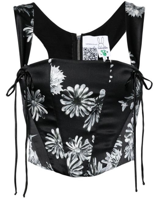 Haut-corset à fleurs Natasha Zinko en coloris Black