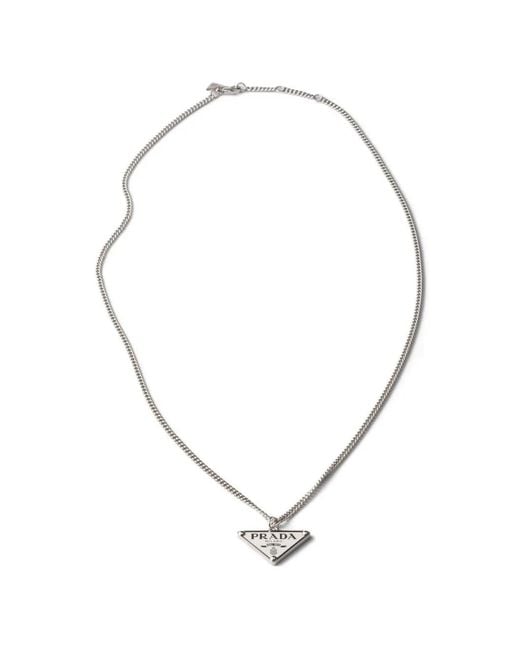 Prada Metallic Enameled Metal Necklace for men