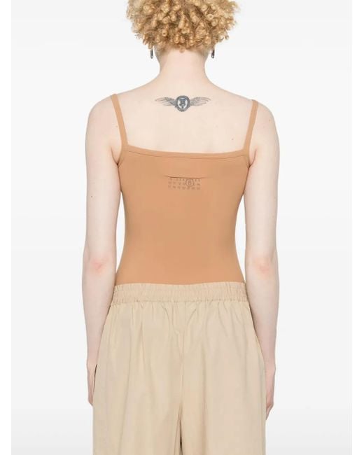 MM6 by Maison Margiela Brown Numbers-Motif Bodysuit