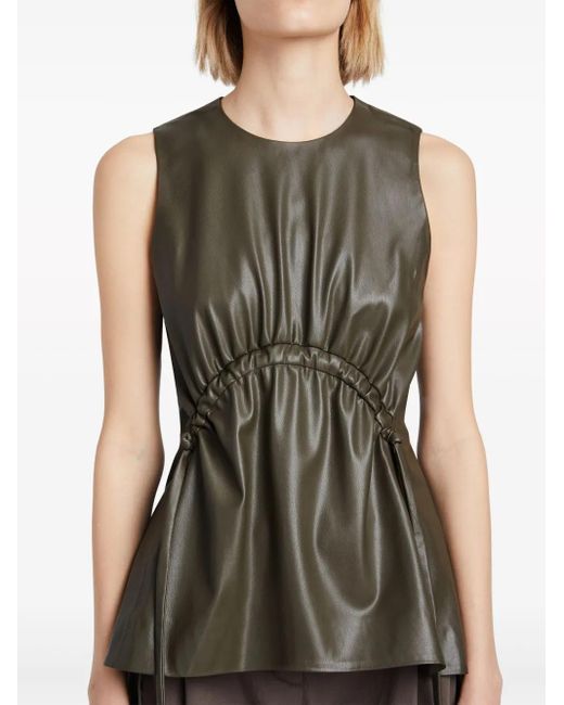 Proenza Schouler Green Sleeveless Faux-Leather Top