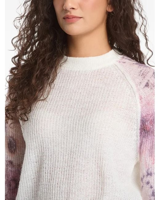 Desigual White Tie-Dye Raglan-Sleeve Sweater