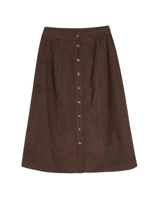 Chinti & Parker Brown Midi Button-Down A-Line Skirt