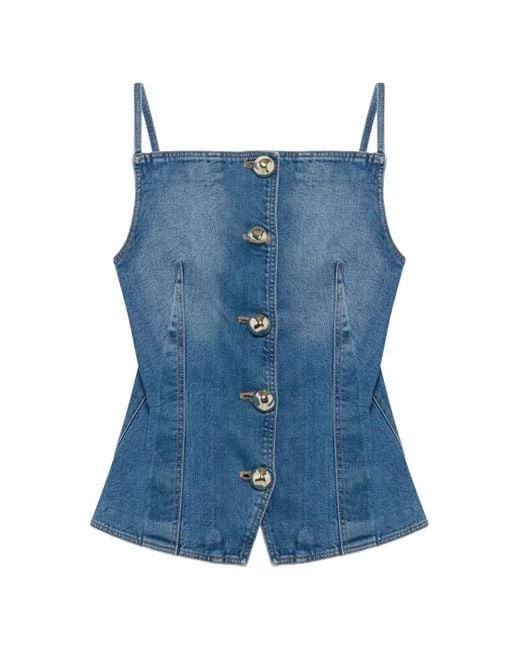 Jonathan Simkhai Blue Junie Studded Denim Top