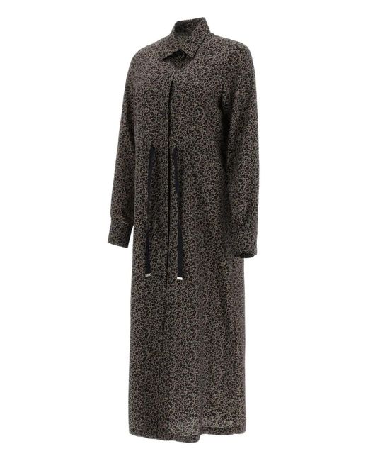 Herno Gray Collared Midi Dress