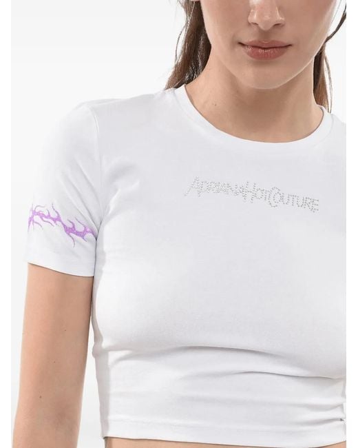 Adriana Hot Couture White Rhinestone-Logo T-Shirt