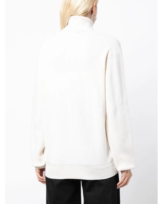 we11done White Intarsia-Knit Roll-Neck Jumper