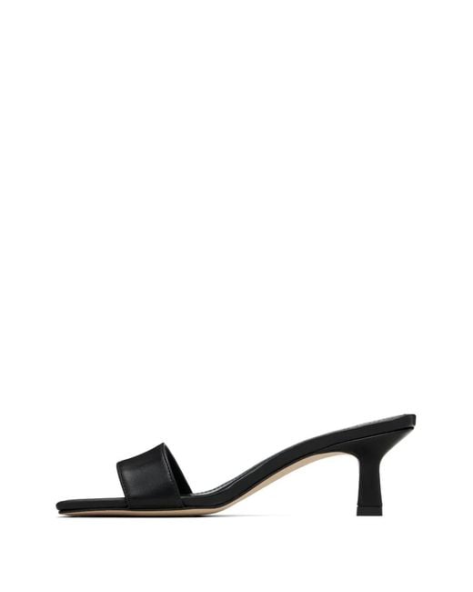 Aeyde Black Square-Toe Leather Sandals