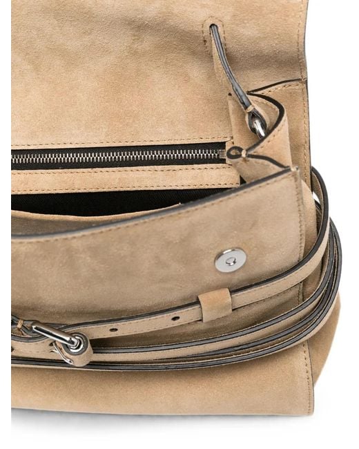 Moschino Natural Buckle-Detail Suede Tote Bag