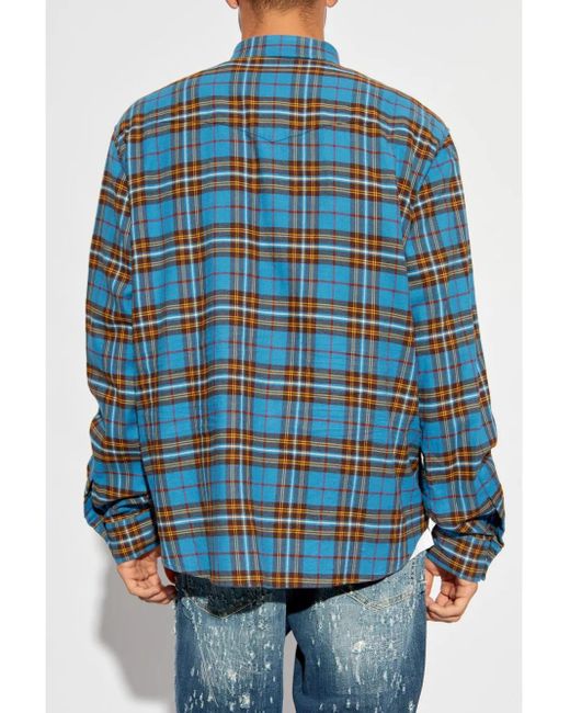 DSquared² Blue Checked Cotton Shirt for men